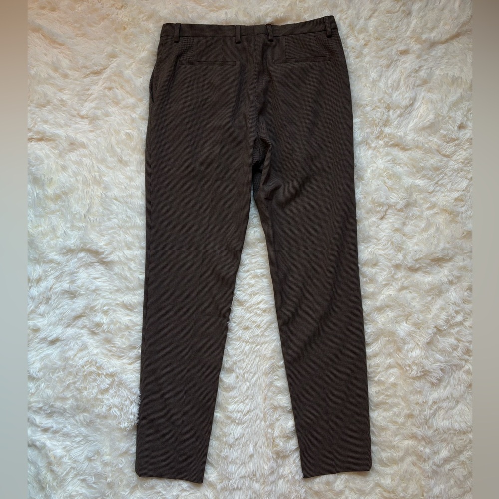 Zara Brown Houndstooth Slim Trousers Size 32 NWT Dress Pants - Picture 3 of 4